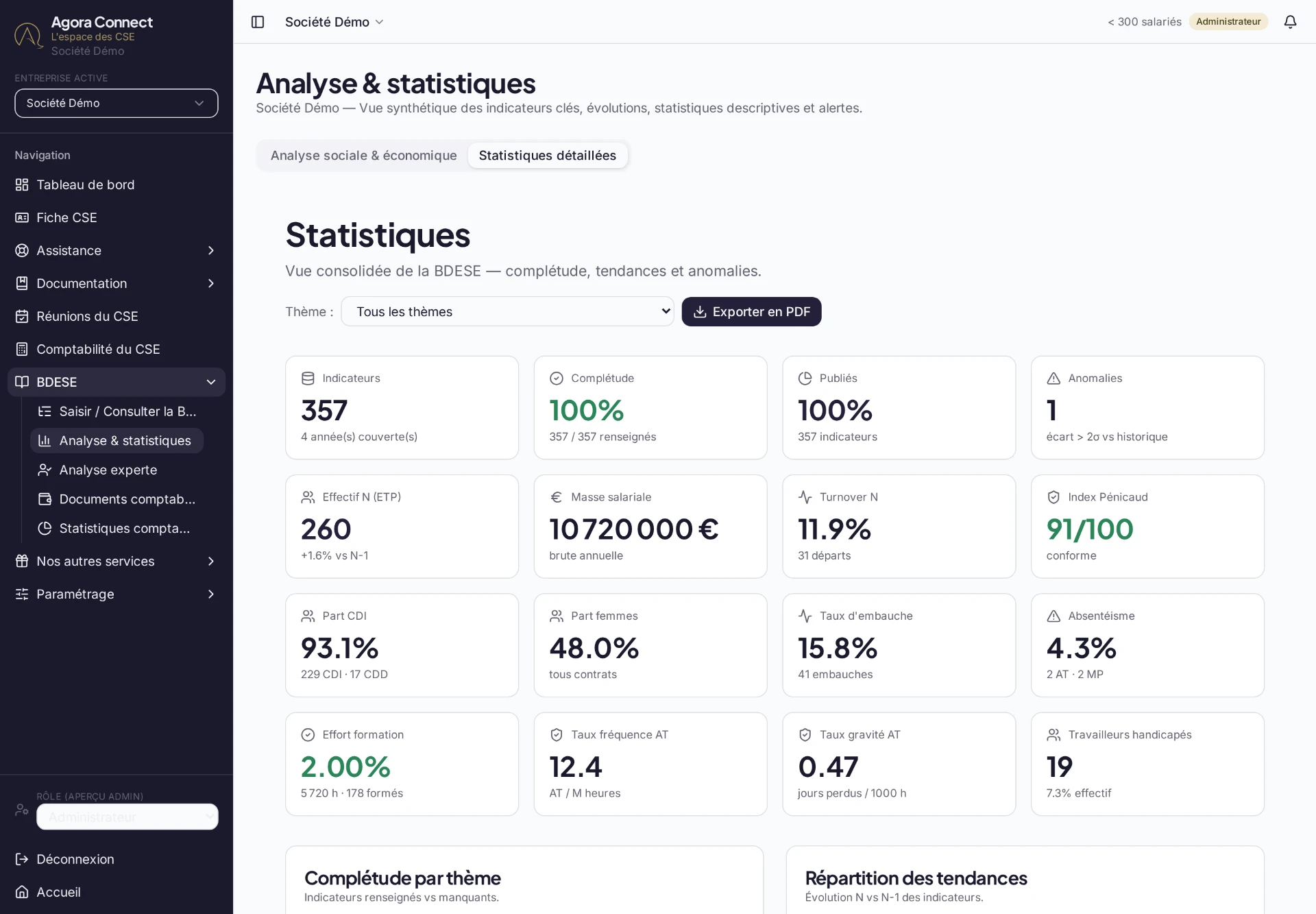 Analyse et statistiques de la BDESE dans Agora Connect