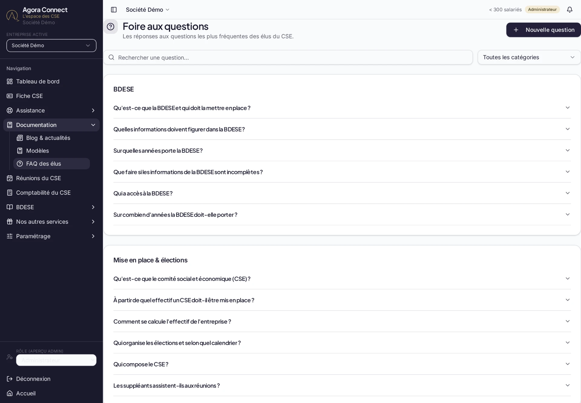 Foire aux questions réglementaire des élus du CSE dans Agora Connect