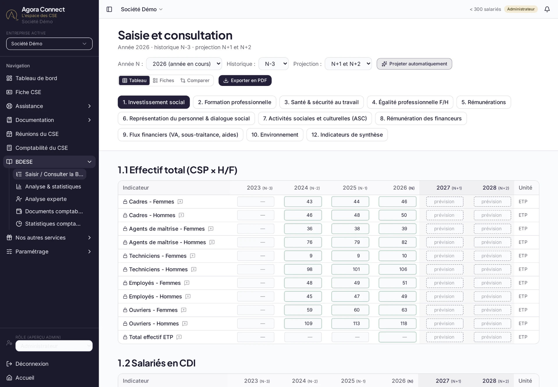 Saisie et consultation de la BDESE par thème dans Agora Connect