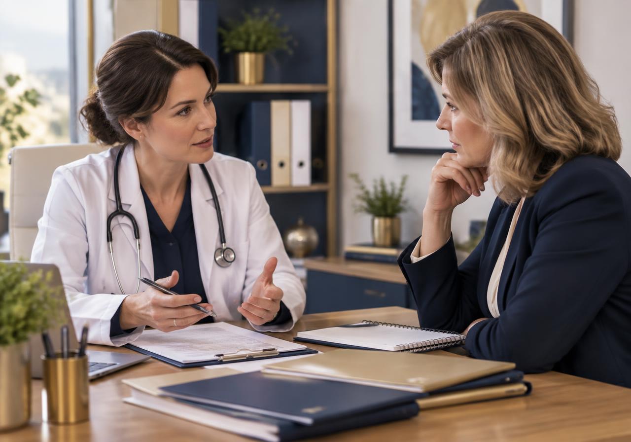 Médecin du travail échangeant avec une représentante du personnel sur une procédure d'inaptitude